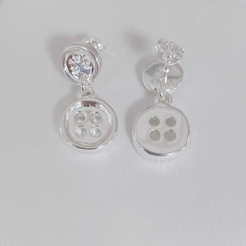 Uno de 50 Double Trouble Earring Button Earring, Long Stud Earring Silver Plated - Picture 5 of 8